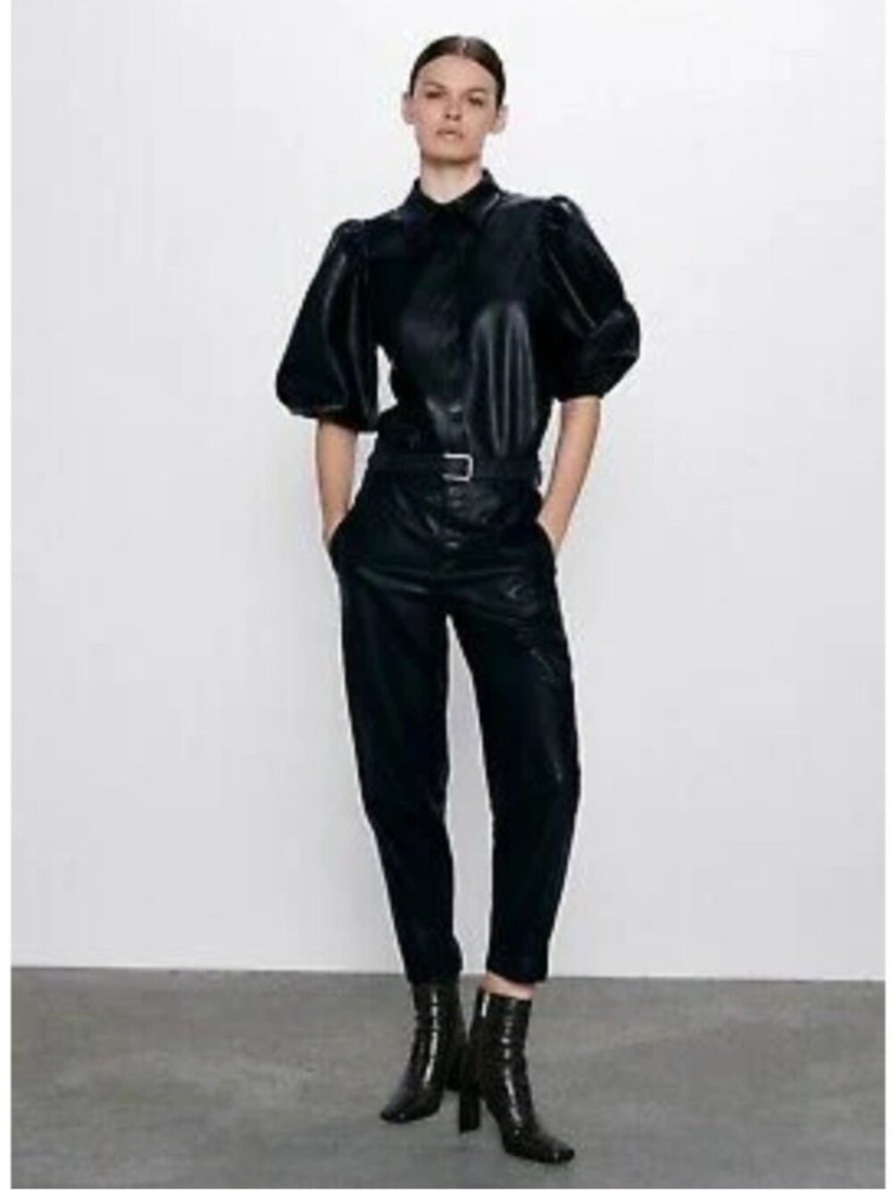 Zara Faux Leather High Waisted Pants Black M